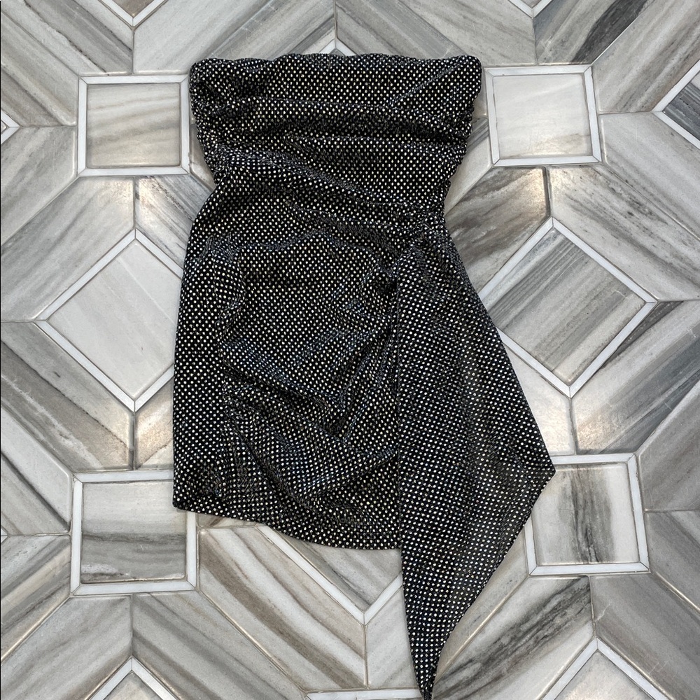 Ramy Brook Black and silver Strapless ruched Dress